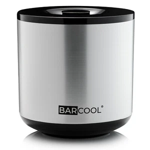 Barcool 4L Ice Bucket with Lid & Stainless Steel Ice Tongs - Round Silver - Picture 1 of 6