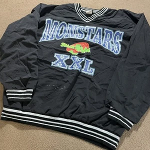 VINTAGE 1996 SPACE JAM MONSTARS WARNER BROS. BLACK LARGE TEAM WINDBREAKER JACKET - Picture 1 of 12