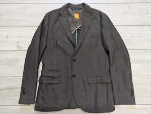 Hugo Boss Men's Benne Blazer Jacket In Brown Herringbone Soft Cotton UK 50 - Picture 1 of 8