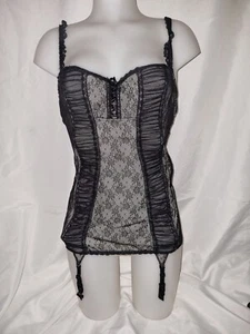 Gorgous Black LA SENZA underwired babydoll chemise dress Suspenders Size 12 (TV) - Picture 1 of 3