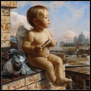Kits de punto de cruz contados artesanía con agujas hágalo usted mismo tabla - ángel con vistas a - Imagen 1 de 5