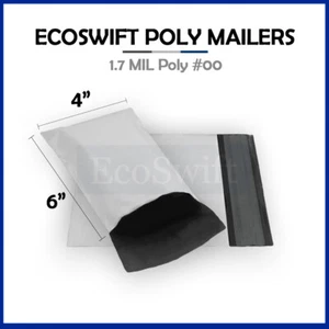1 Buste Autosigillanti 4 x 6 Bianche EcoSwift Poly Mailers Buste Spedizione 1,7 MIL - Foto 1 di 5