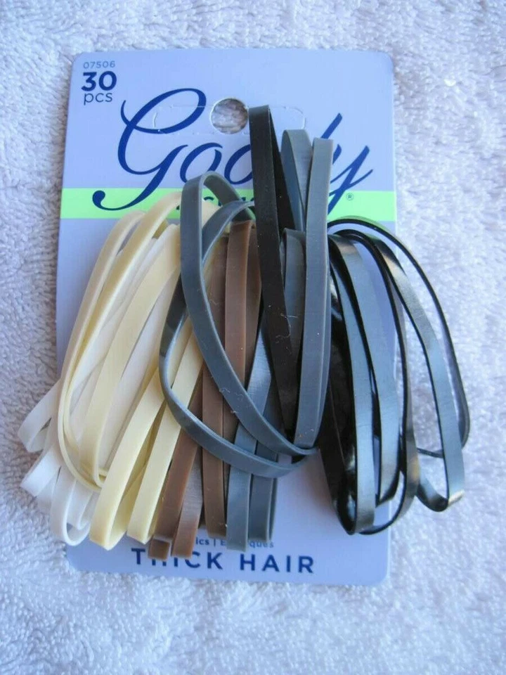 30 Goody Secure Hold Flat No Metal Elastics Wide Silicone Hair Bands Java White - Image 1 of 1