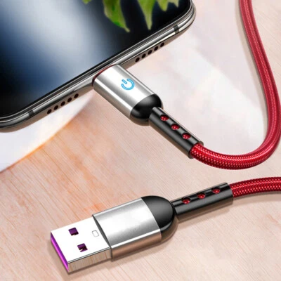 Nylon USB Type C Fast Charging Cable Fast Phone Charger Long Lead 1.2 ∂ - Image 1 of 4