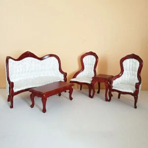 1:12 Dollhouse Living Room Set Furniture Pocket Sofa Coffee Table Set - Foto 1 di 5
