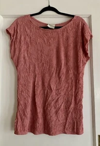 Vintage Bentley Med Pink Crinkly Blouse Quiet Luxury Elegant - Picture 1 of 10