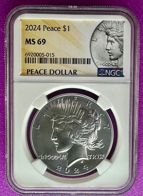 2024 $1 Peace Dollar NGC MS69 (015) - Image 1 of 2