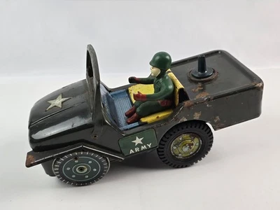 Vintage Modern Toys Masudaya Battery Op Desert Patrol Army Jeep Wheelie -working - Image 1 of 4