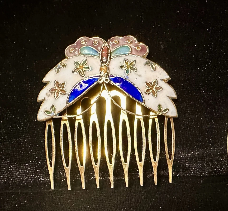 Peines de pelo esmaltados en tono dorado Cloisonne Foto 1 de 1