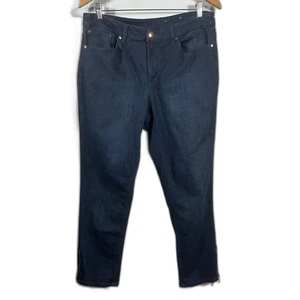 Christopher & Banks Dark Blue Denim Straight Leg Jeans Size 10 Zipper Minimalist - Picture 1 of 13