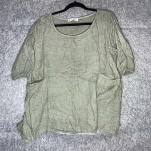 Cobblestone Living Women’s L / XL Sage 100% Linen Patch Pockets - Picture 1 of 7