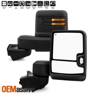 For 2019-2022 GMC Sierra 1500 Power Heated Smoke Towing Mirror w/LED Turn Signal - Picture 1 of 12