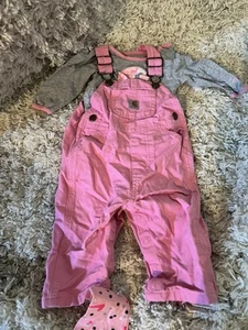 Baby Girls Pink Carhartt Overall With Long Sleeve Shirt - Picture 1 of 8