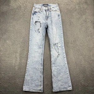 Aeropostale Jeans Women 00R (23x31) HIgh Rise Flare Distressed Ripped Blue Denim - Picture 1 of 13
