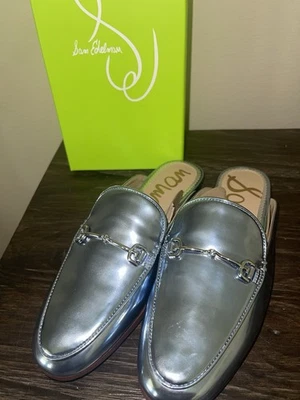 全新 Sam Edelman Linnie 乐福鞋/拖鞋 金属天空 美国 6 中号 全新 — 第 1/4 张图片