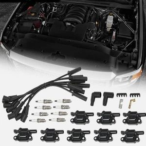 Square Ignition Coil & Spark Plug Wire For Chevy GMC 4.8L 5.3L 6.0L 8.1L Pack 8 - Picture 1 of 12