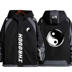 Taoist Yin Yang Bagua Thickened Windbreaker Hoodie Jacket Unisex Streetwear - Picture 1 of 94