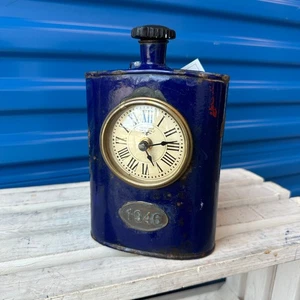 Alma Artte Heritage Desk Clock – Vtg Blue Flask Style – "1946" Steampunk Decor - Picture 1 of 11