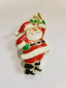 Vintage goldfarbene Kunststoff Weihnachten Weihnachtsmann Anstecknadel Brosche Hongkong - Bild 1 von 9