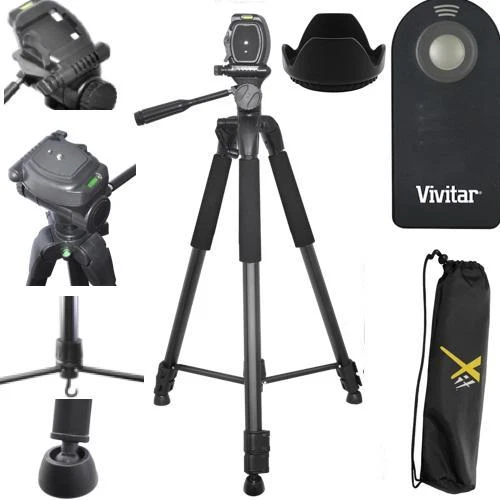 75" PRO TRIPOD + REMOTE CONTROL+ 58MM HOOD FOR CANON EOS REBEL T3I T5I T6 T7 T7I - Image 1 of 4
