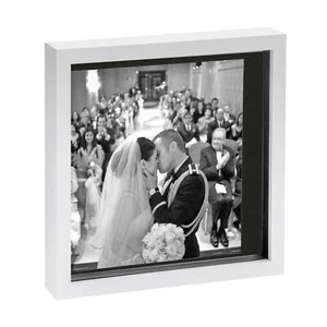 White 10" x 10" 3D Box Photo Frame Black 8" x 8" Mount Craft Shadow Picture - Picture 1 of 7