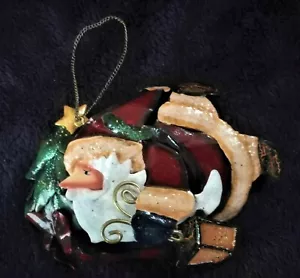 Christmas Santa Metal Hanging Decoration Holiday - Picture 1 of 2