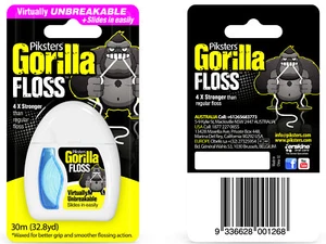 3x, 6x or 9x Piksters Gorilla Dental Floss 30m Packs - Buy Bulk & Save! - Picture 1 of 4