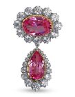 Estate Jewelry Inspired by Queen Elizabeth 45.63 CT Pear Cut Pink Ruby Brooch