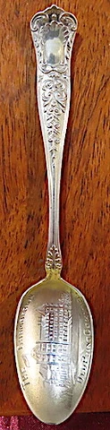 STERLING SOUVENIR SPOON,THE CHAMBERLIN OLD POINT COMFORT,BRIGHT CUT ENGRAVED BOW Cover