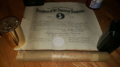 1902 DOC. DAUGHTERS AMERICAN REVOLUTION BERTHA LAW - REUBEN LAW MASSACHUSETTS - Image 1 of 4