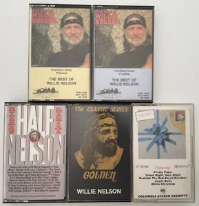 5 Willie Nelson Cassette Tapes: Best Of 1 & 2, Half Nelson, Golden, Pretty Paper - Imagen 1 de 8