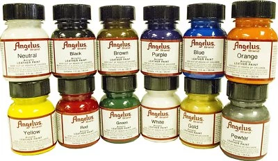 Angelus Original Leather Vinyl Paint Starter Kit 12 Pack