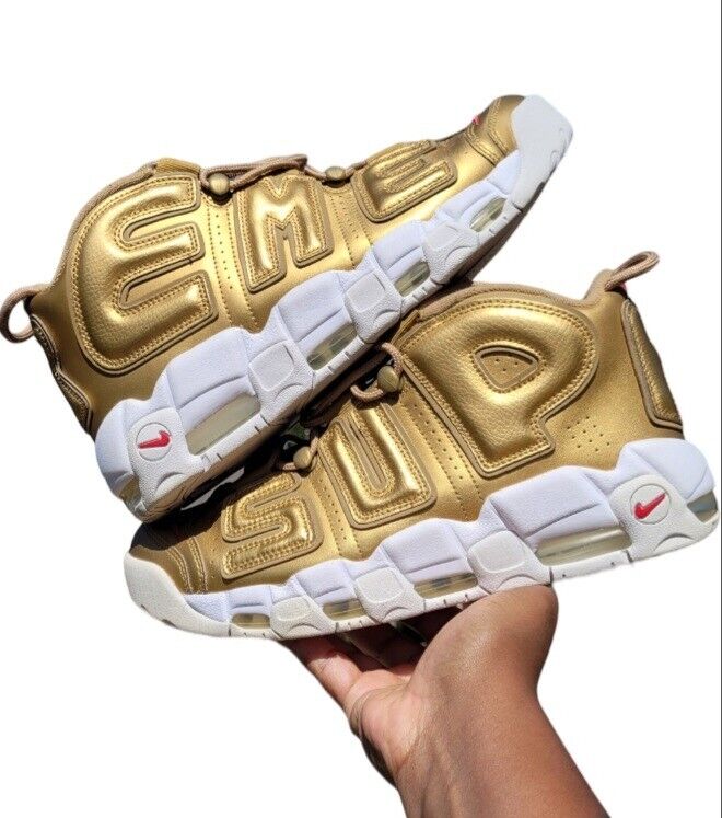 Nike Supreme x Air More Uptempo Metallic Gold for Sale Nike Supreme x Air More Uptempo Metallic Gold for Sale