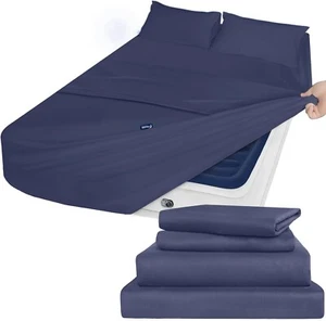 4 Piece Bed Sheet Set Fits 16" to 24" Air Mattress Extra Deep Pocket Queen Size - Picture 1 of 7