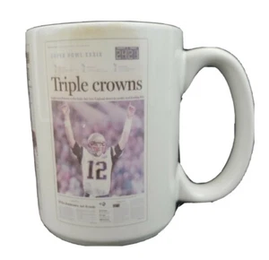 New England Patriots Super Bowl Tom Brady Vinatieri Coffee Mug Cup Boston Globe - Picture 1 of 8