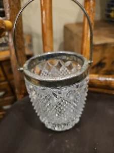 Vintage Hollywood Regency Style  Cut Crystal and Silver Ice Bucket - Picture 1 of 9