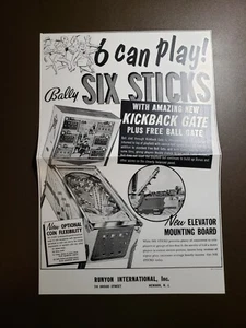 Bally SIX STICKS Original Pinball Flyer - Picture 1 of 2
