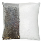 Hallmart Collectibles Mermaid Colorblocked Sequins 18" Pillow - White / Silver