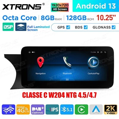 AUTORADIO ANDROID  STEREO AUTO MERCEDES CLASSE C W204 2011-2014 WIFI NTG 4.5/4.7 - Immagine 1 di 4