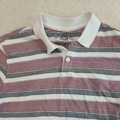 American Rag Shirt Polo Mens Medium Striped Cotton Colorful Shirt Preppy Comfort - Image 1 of 4