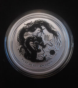 2012 1 oz .999 Fine Silver Australian Year Of The Dragon Coin 