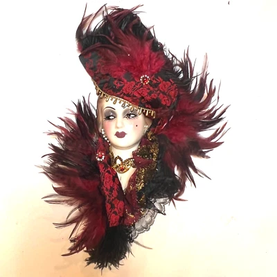 Máscara facial de mujer dama creaciones únicas decoración colgante de pared firmada.  386/2500 Foto 1 de 4