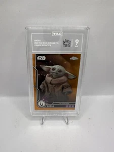 2023 Topps Chrome Star Wars #98 Grogu Orange Refractor /25 TAG 9 BABY YODA - Picture 1 of 2