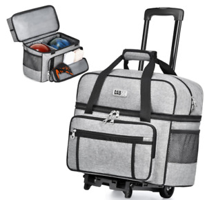 Double Roller 2 Ball Bowling Bag with Separate Shoe Compartment with Wheels