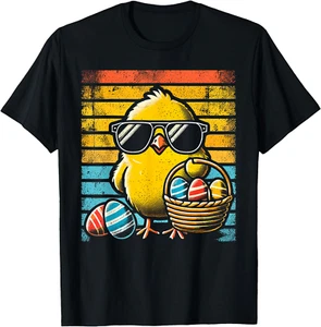 Retro Easter Chick Men Women Kids Boys Girls Funny Easter T-Shirt All S-4XL - Picture 1 of 5