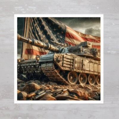 Tanque militar dos EUA bandeira dos Estados Unidos painel de tecido artesanato costura colcha bloco A759 - Imagem 1 de 4