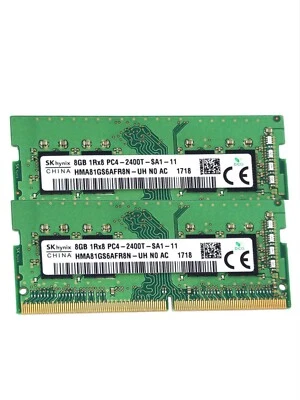 Hynix 16GB 2X8GB DDR4 PC4-19200 DDR4-2400MHz SODIMM Memory Ram HMA81GS6AFR8N - Image 1 of 4