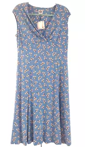 New $99 Anne Klein Blue Floral Julie Sleeveless Midi Stretch Dress sz.12 - Imagen 1 de 8