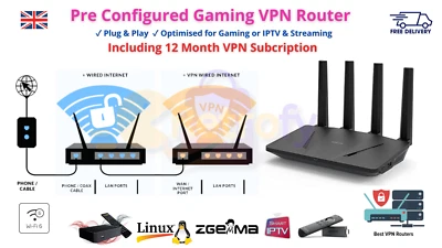 Pre Configured Gaming VPN Router Includes 12-Month VPN Subscription - Image 1 of 3