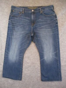 American Eagle Jeans Mens 42x32 Blue Denim Bootcut Hemmed Retro ACTUAL 42x27 - Picture 1 of 15